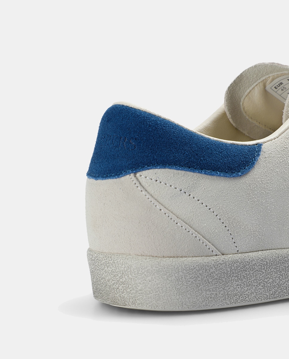 Sapatilhas de Vestir em Camurça com Calcanhar em Contraste Branco / Verde-6