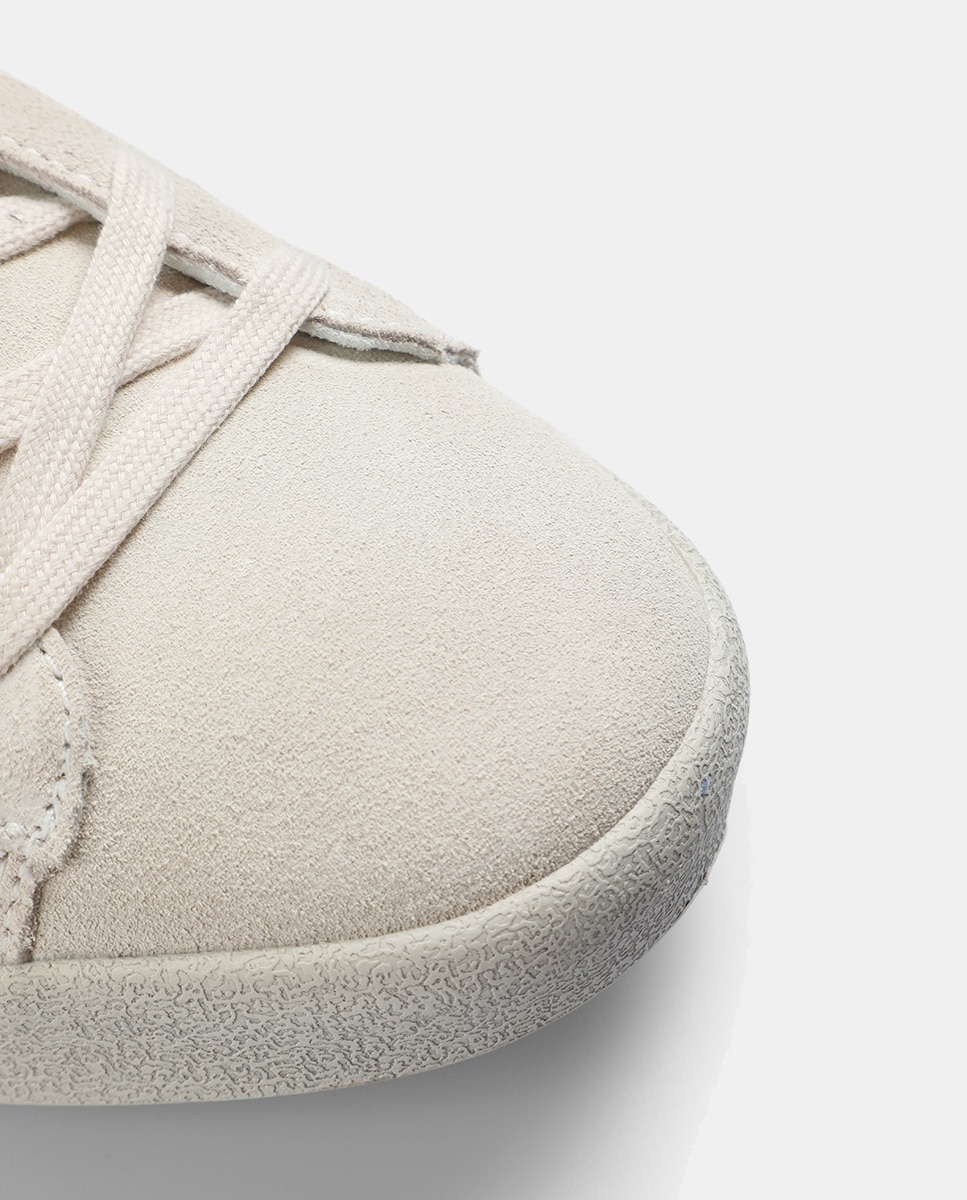 Sapatilhas de Vestir em Camurça com Calcanhar em Contraste Branco / Verde-8