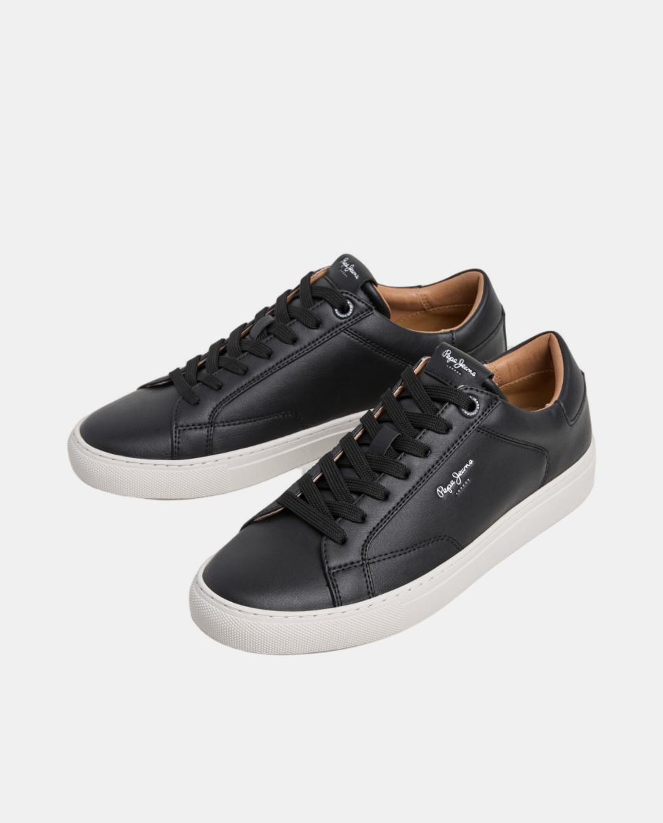 Sapatilhas de Corte Baixo com Sola Cupsole de Borracha e Boca Acolchoada Preto-4