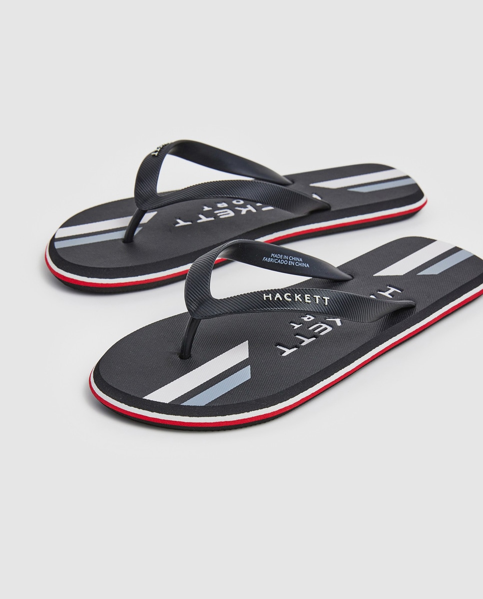 Chinelos Costa Tipo Flip Flop com Logótipo em Relevo Preto-2