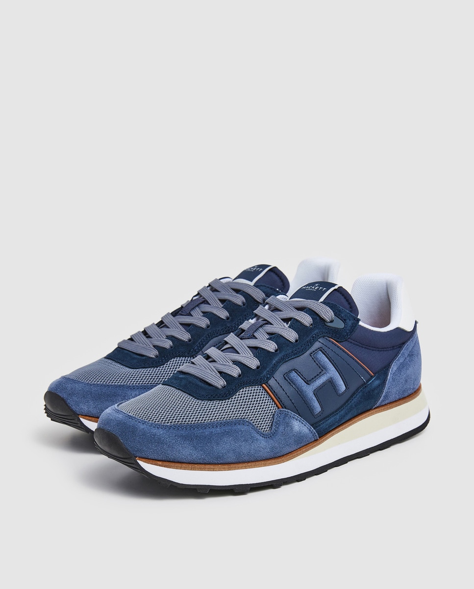 Sapatilhas Baixas Telfor Varsity Tipo Running em Pele Azul-2