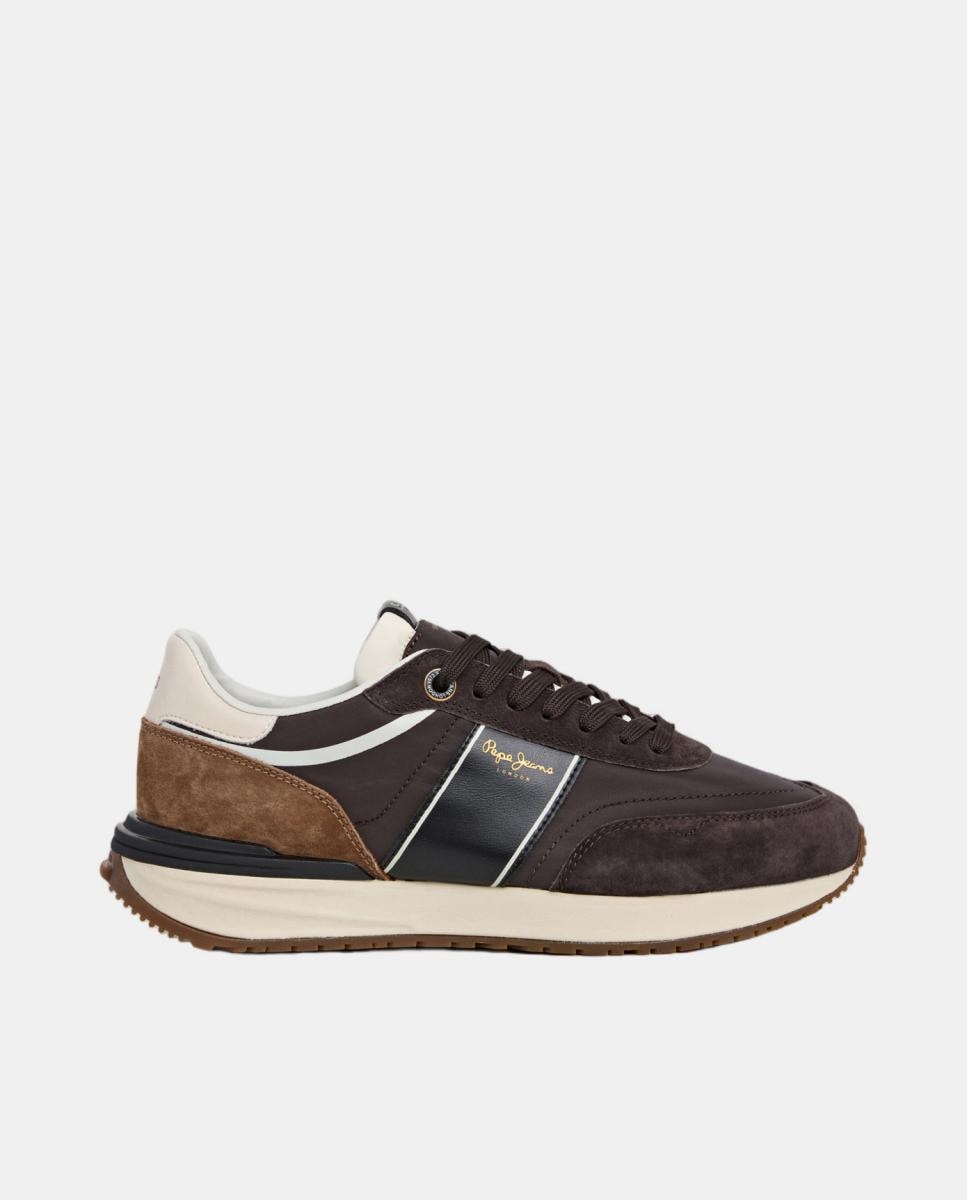 Imagem 0 de Sapatilhas Buster Serie em Combinação de Cores e Faixa Lateral - Azul-Marinho/Bege