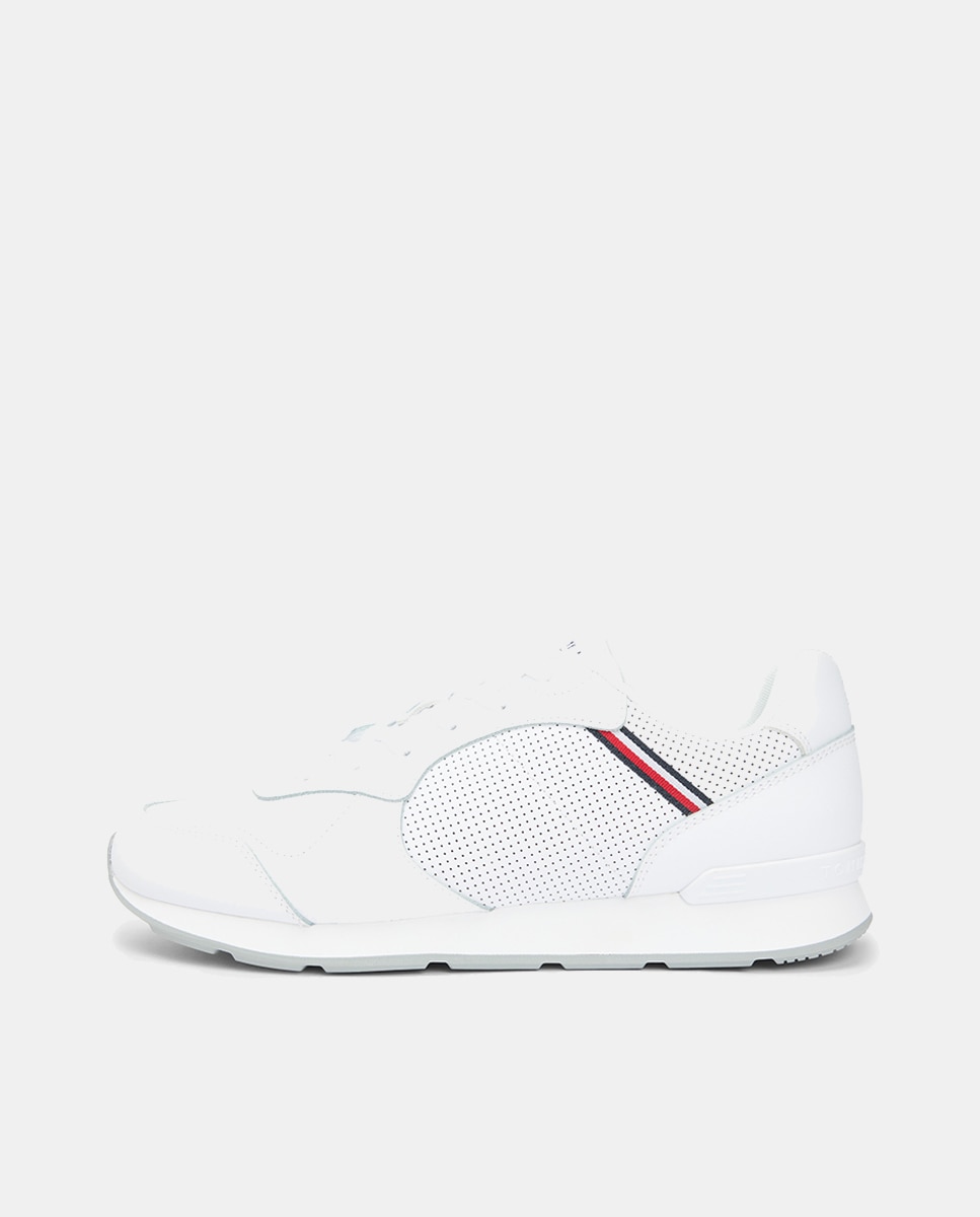 Sapatilhas Runner em Pele com Bandeira Branco-2