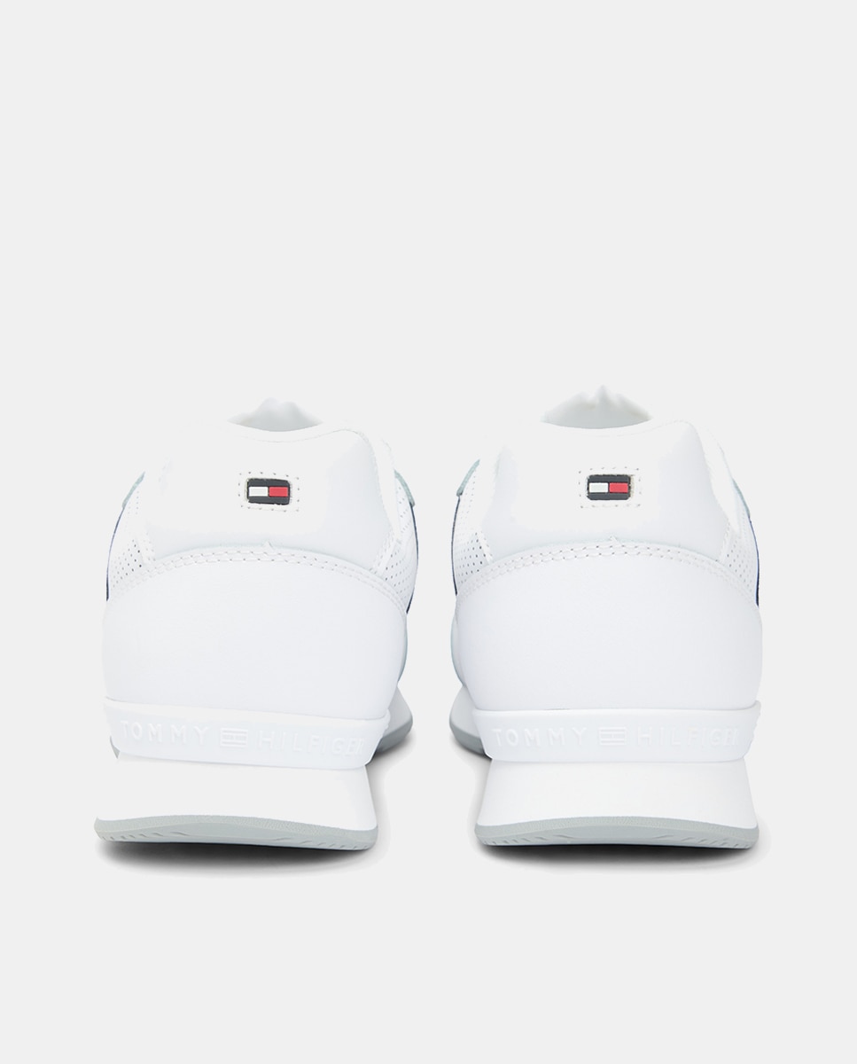 Sapatilhas Runner em Pele com Bandeira Branco-4