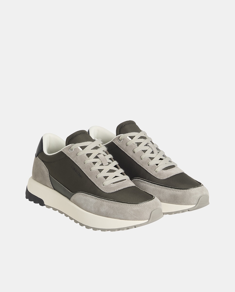 Sapatilhas Runner de Nylon com Croute Verde Azeitona-2