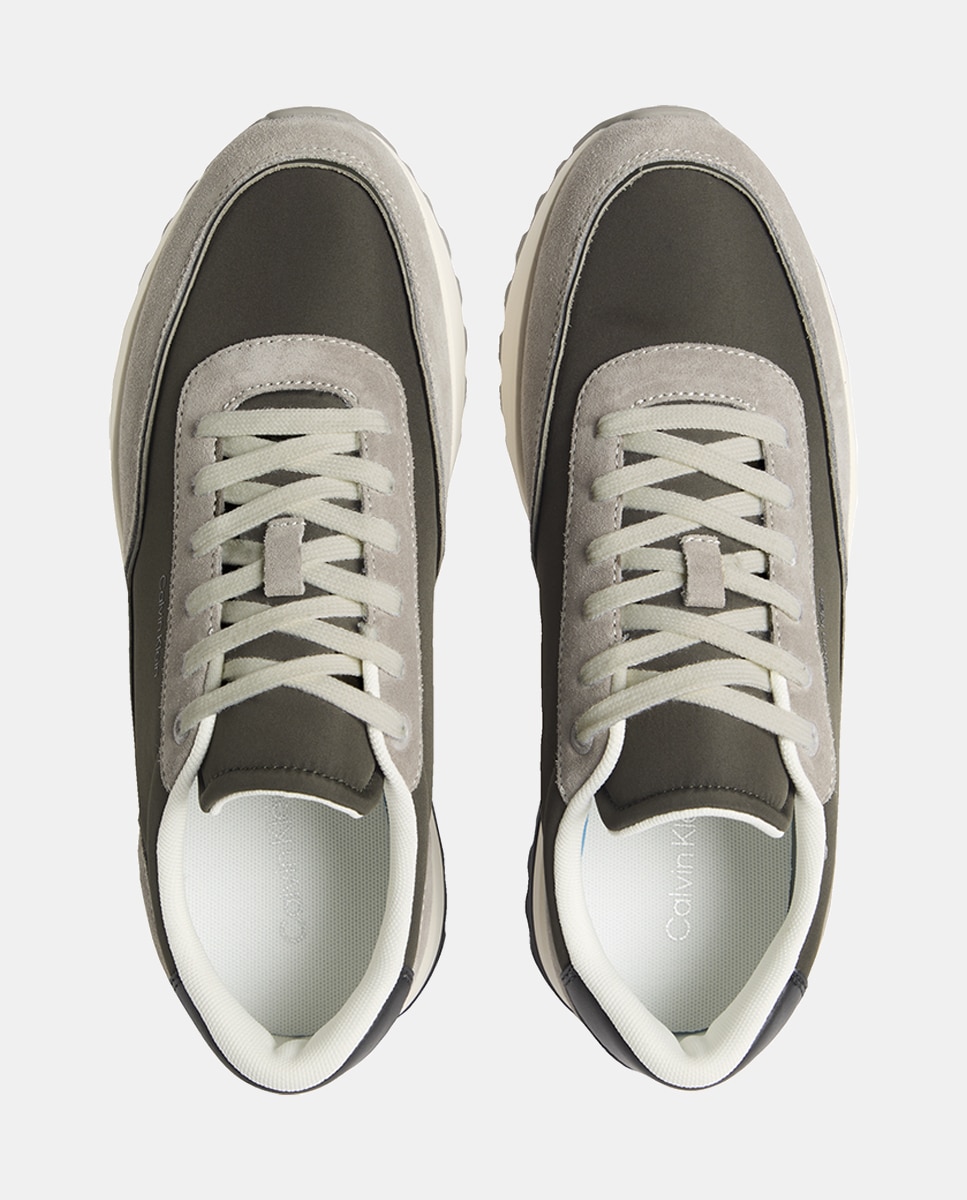 Sapatilhas Runner de Nylon com Croute Verde Azeitona-3