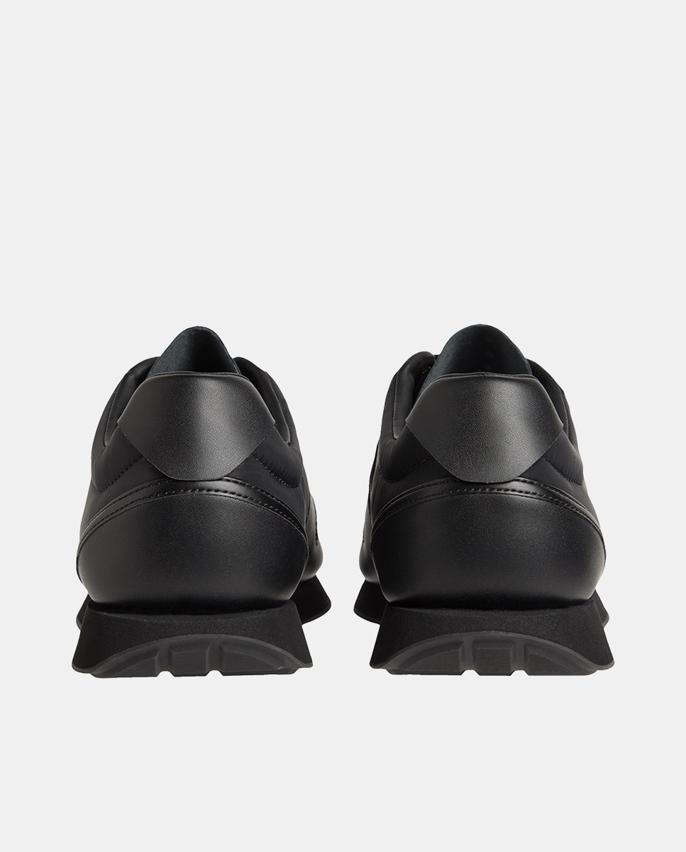 Sapatilhas Runner em Pele e Nylon Preto-4