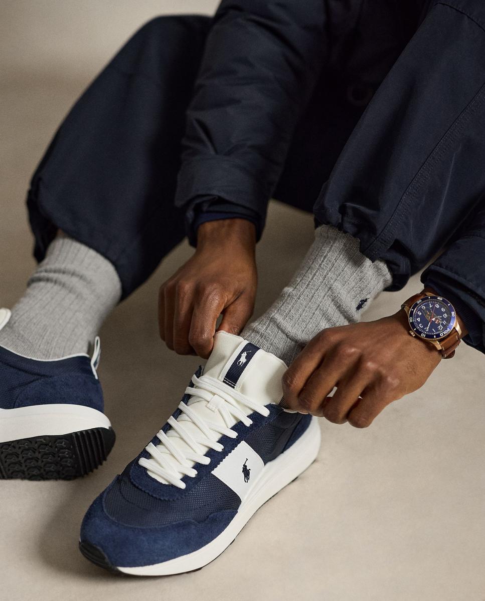 Sapatilhas Baixas Train 89 Tipo Running em Pele Azul-marinho-5