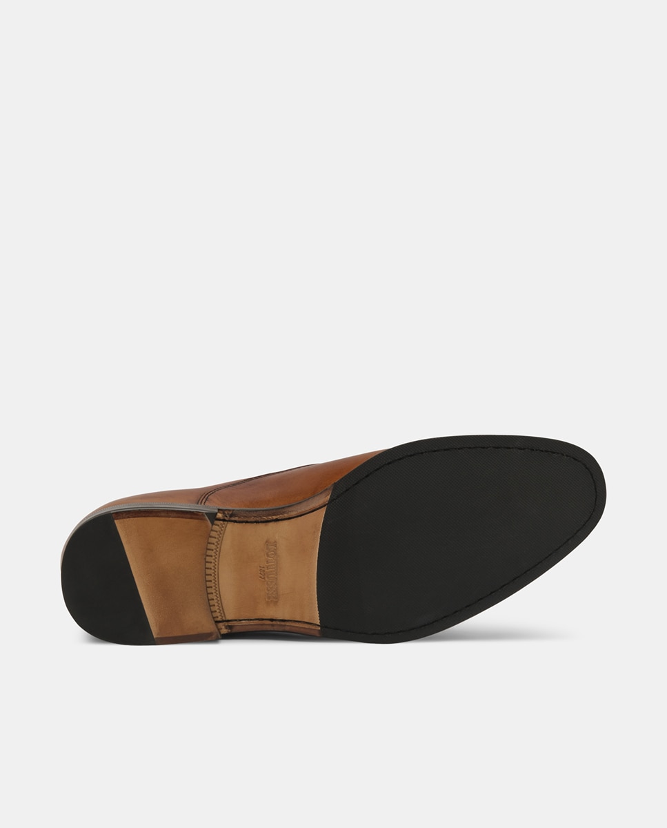 Sapatos de Atacadores Lenox com Biqueira Direita e em Pele Castanho-4