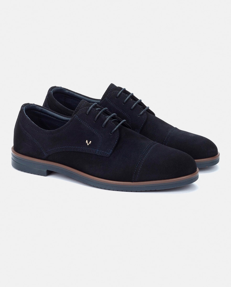 Sapatos de Atacadores e Bluchers em Pele - Azul Azul-marinho-2