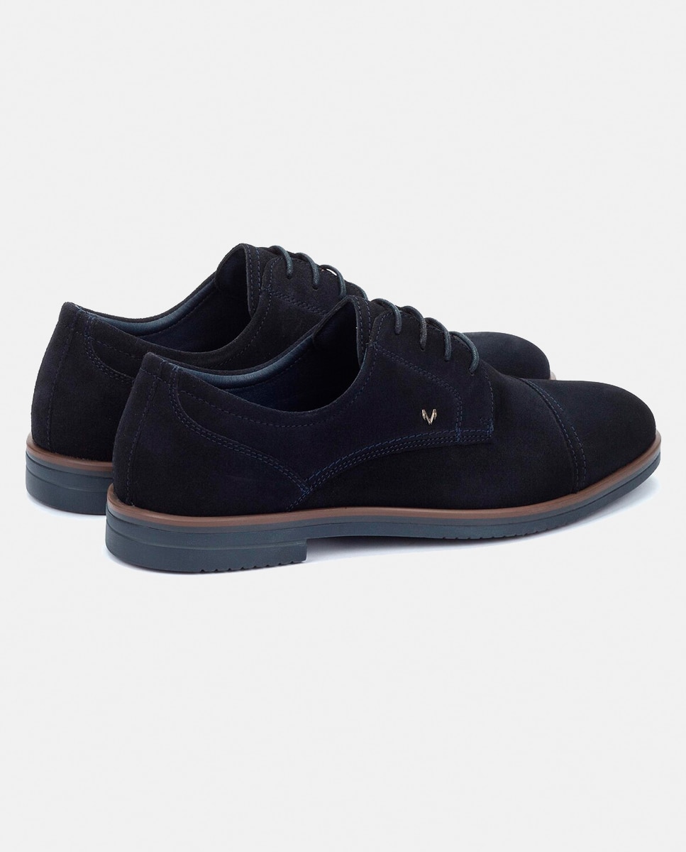 Sapatos de Atacadores e Bluchers em Pele - Azul Azul-marinho-3