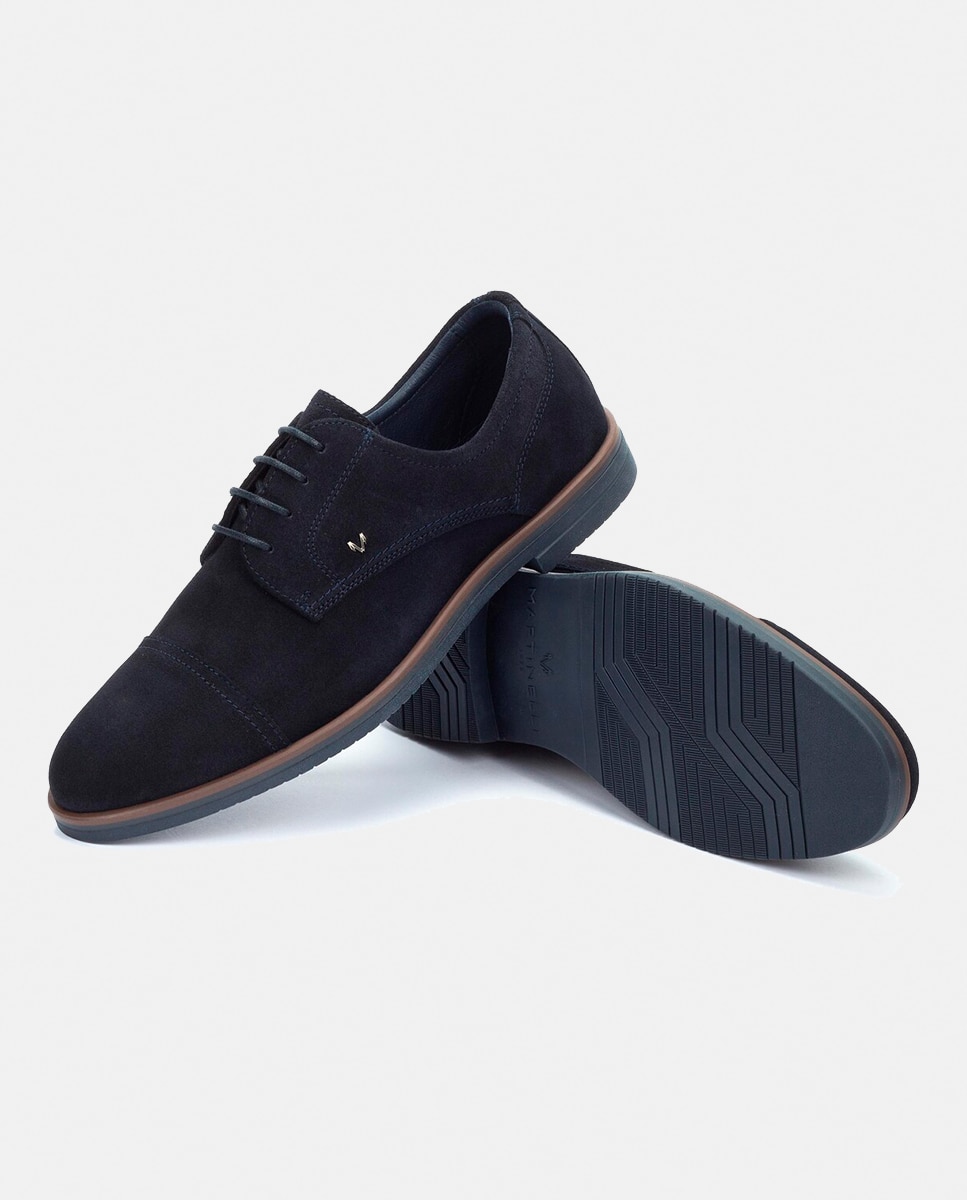 Sapatos de Atacadores e Bluchers em Pele - Azul Azul-marinho-5