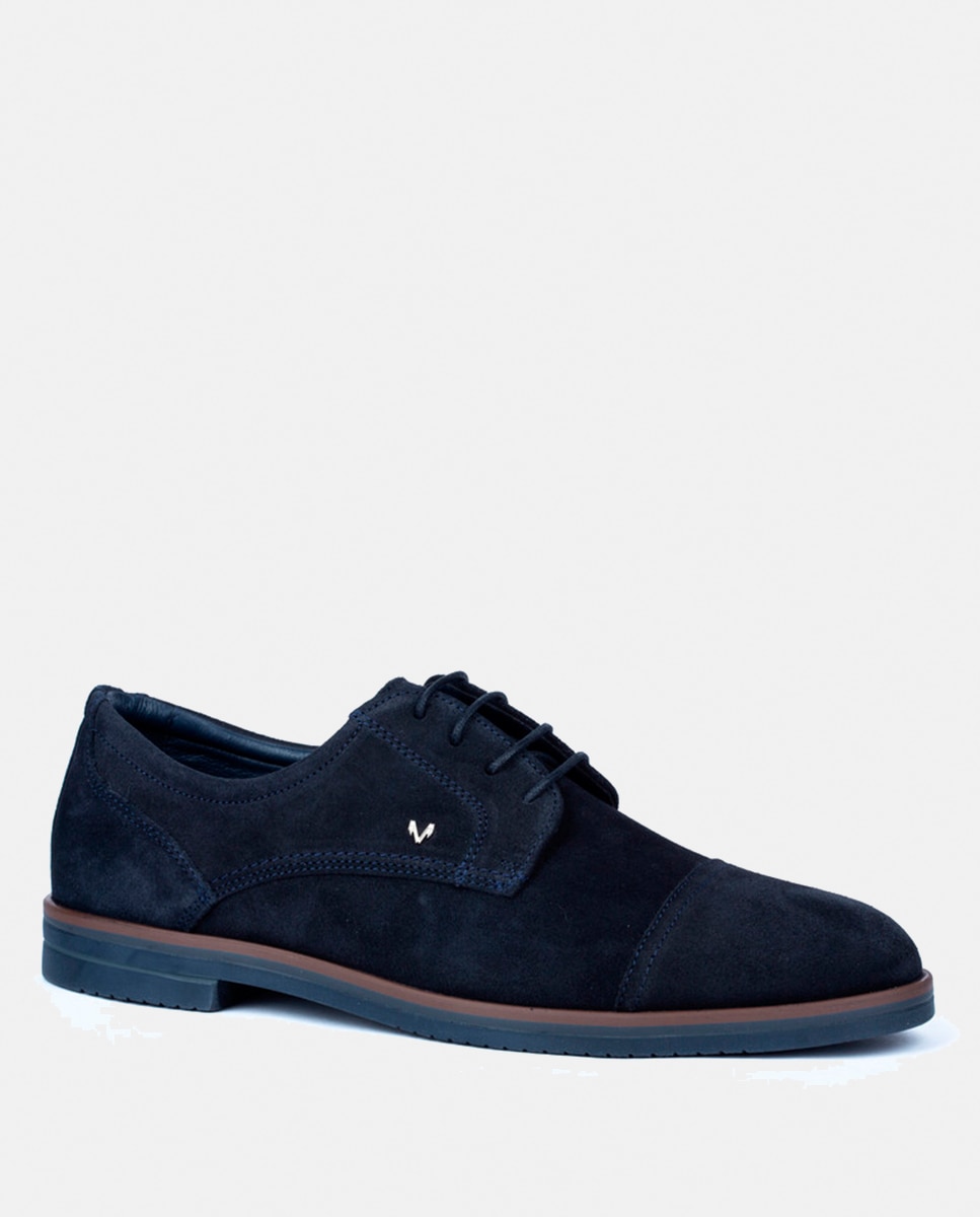 Sapatos de Atacadores e Bluchers em Pele - Azul Azul-marinho-7