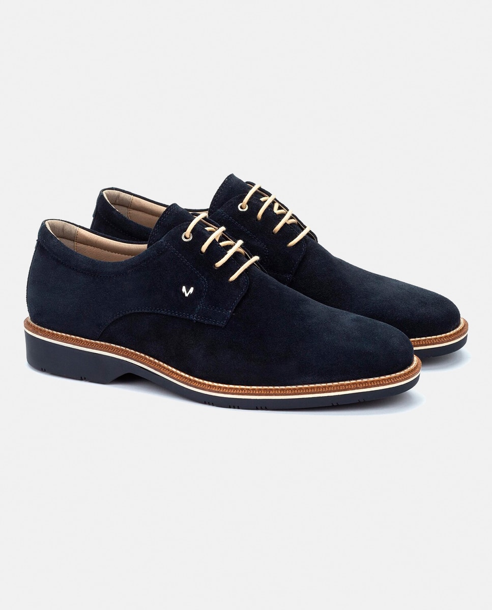 Sapatos de Atacadores e Bluchers em Pele - Azul Azul-marinho-2