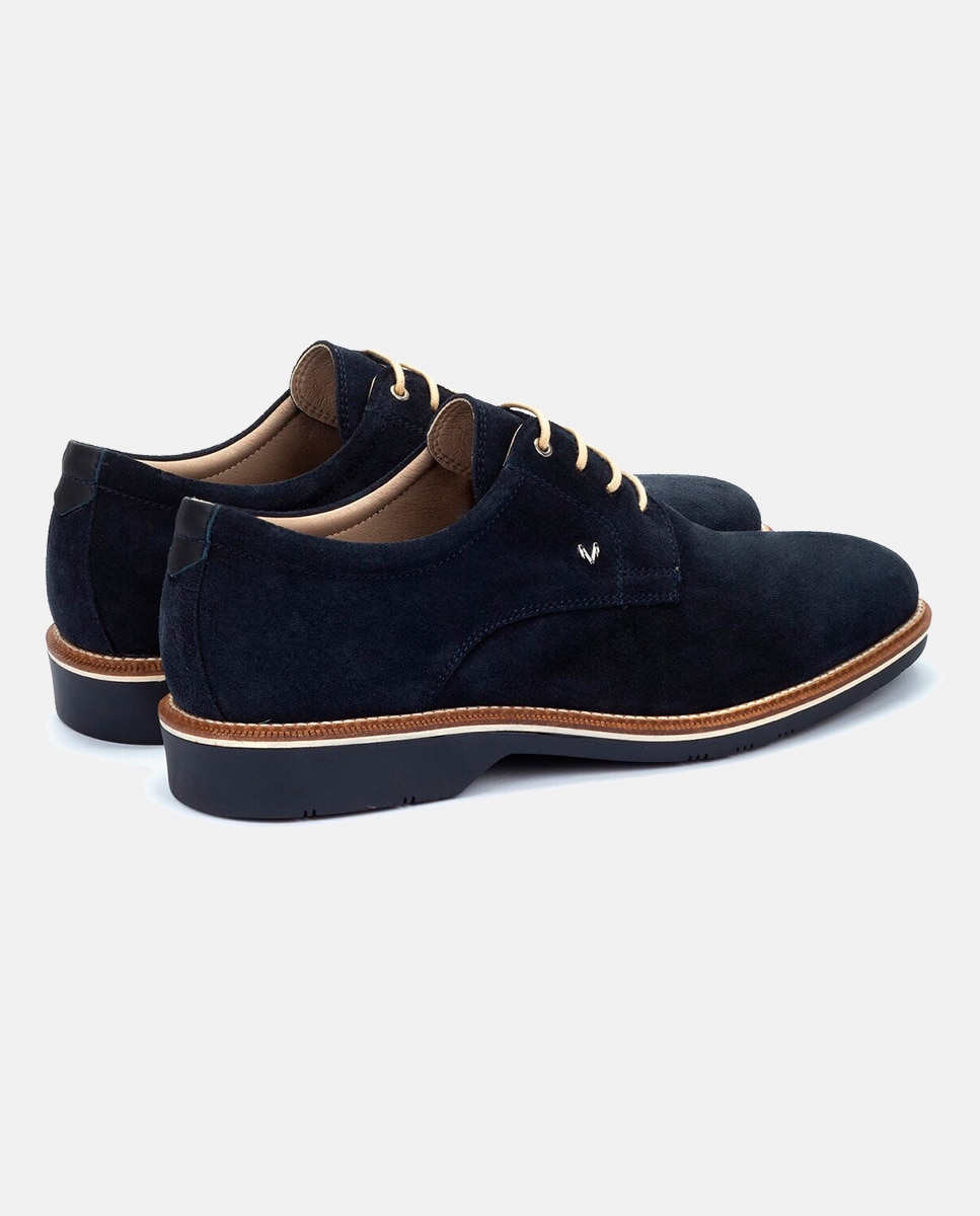 Sapatos de Atacadores e Bluchers em Pele - Azul Azul-marinho-3