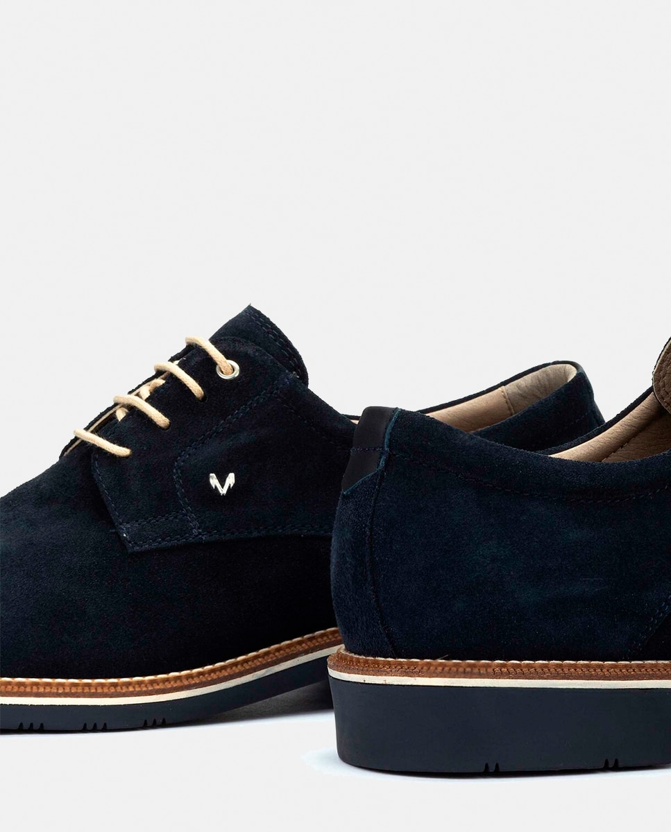Sapatos de Atacadores e Bluchers em Pele - Azul Azul-marinho-4