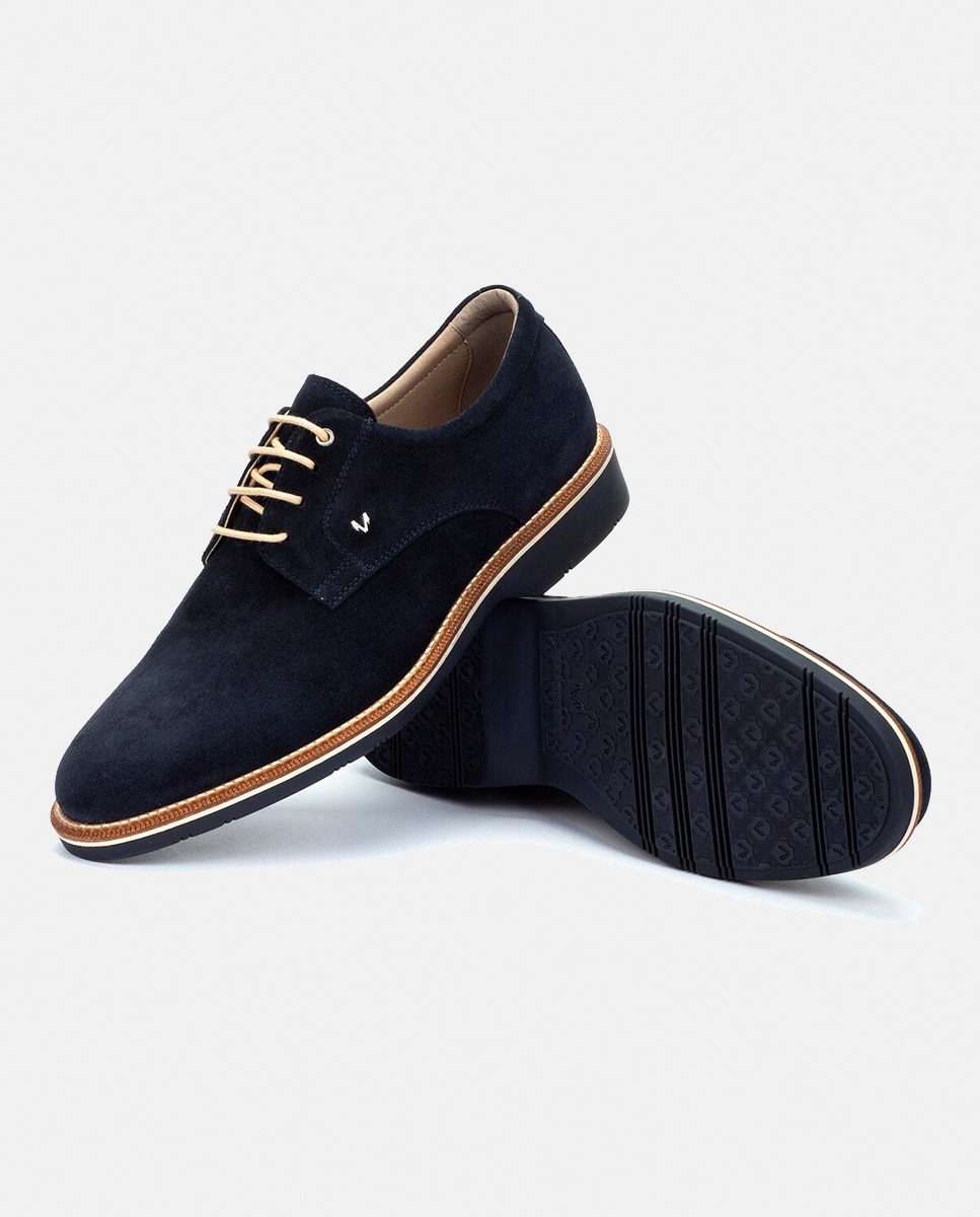 Sapatos de Atacadores e Bluchers em Pele - Azul Azul-marinho-5