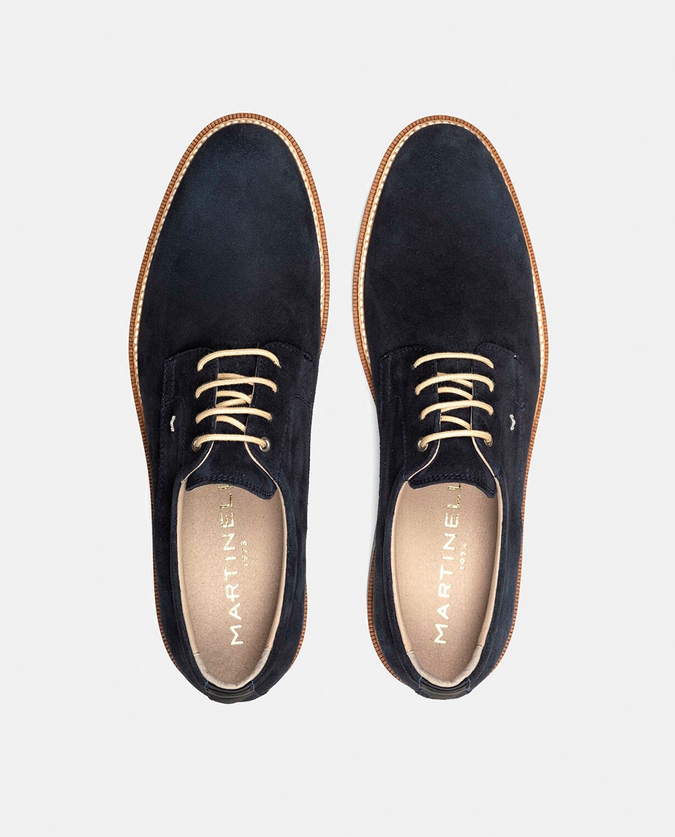 Sapatos de Atacadores e Bluchers em Pele - Azul Azul-marinho-6