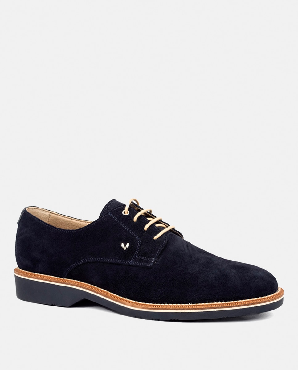 Sapatos de Atacadores e Bluchers em Pele - Azul Azul-marinho-7