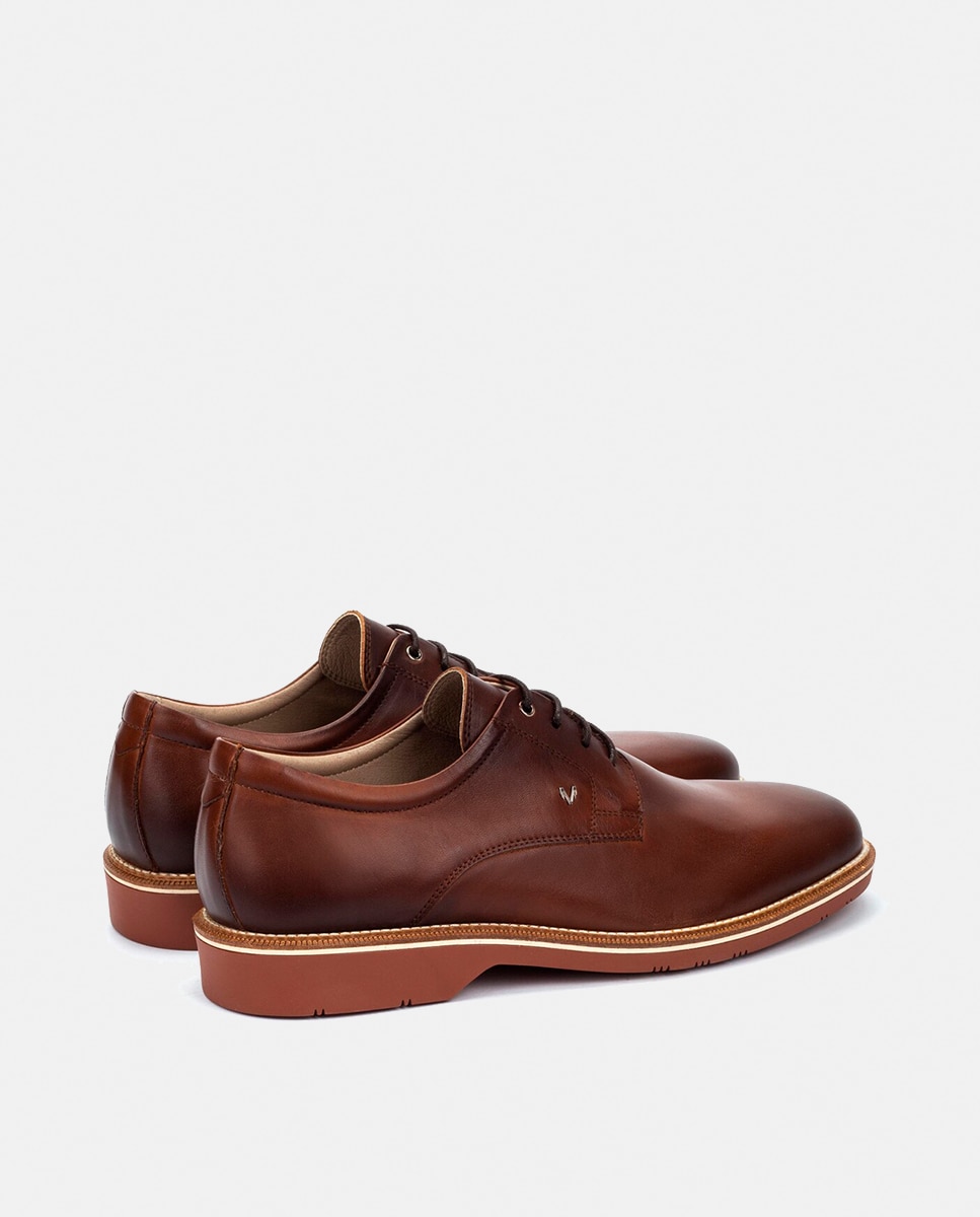 Sapatos de Atacadores e Bluchers em Pele - Castanho Couro-2