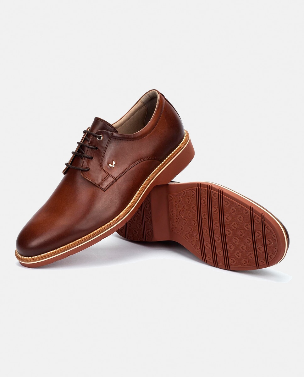 Sapatos de Atacadores e Bluchers em Pele - Castanho Couro-5