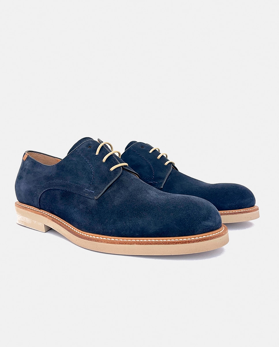 Sapatos de Atacadores em Pele Azul-escuro-2