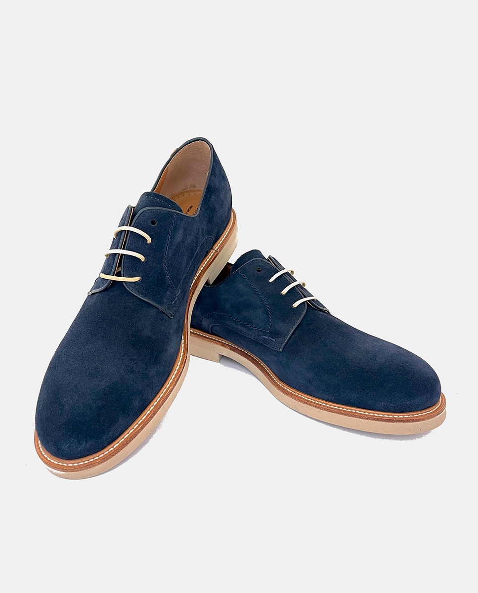 Sapatos de Atacadores em Pele Azul-escuro-3
