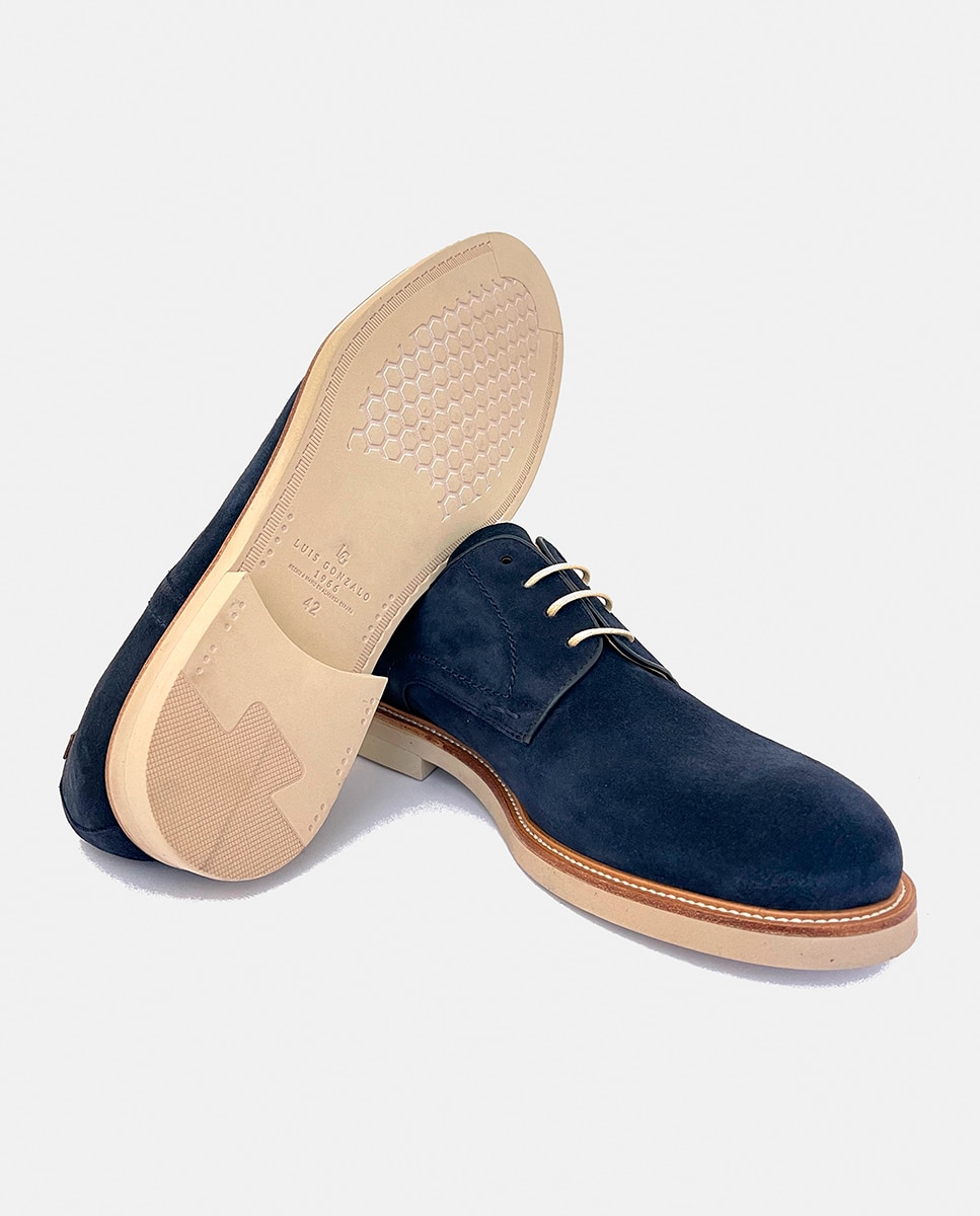 Sapatos de Atacadores em Pele Azul-escuro-4