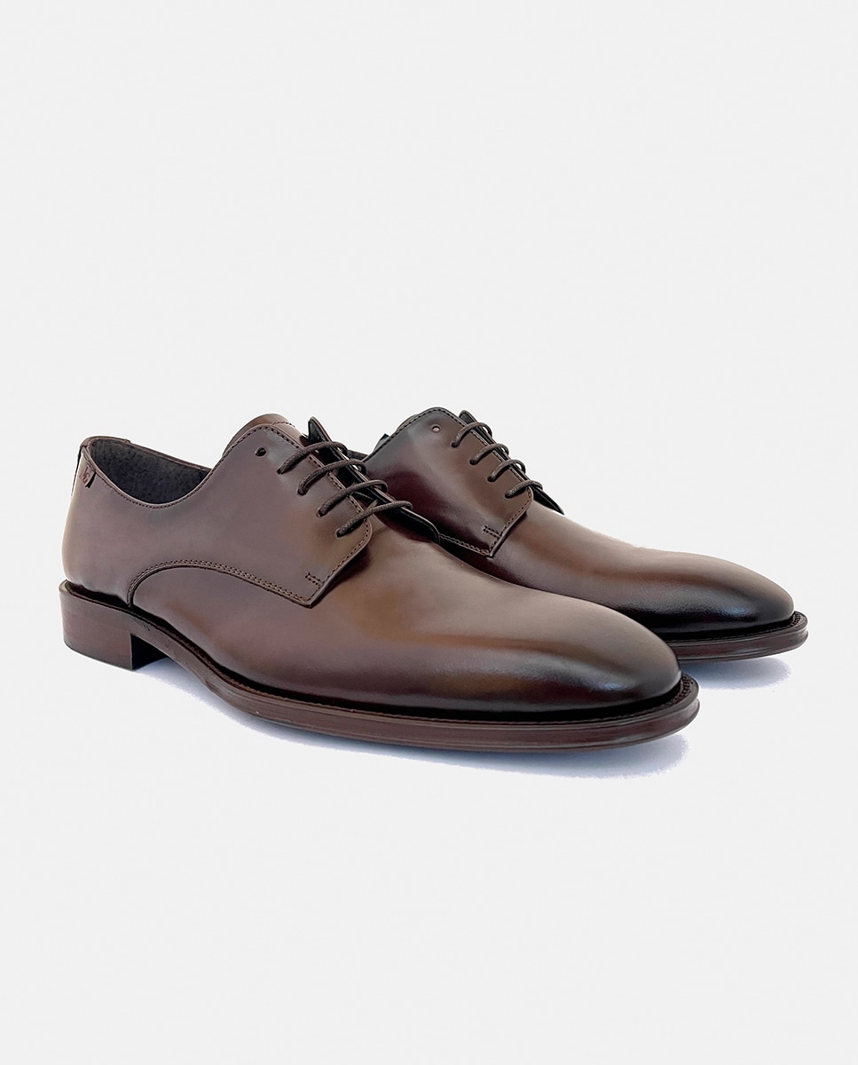 Sapatos de Atacadores em Pele Castanho-escuro-2