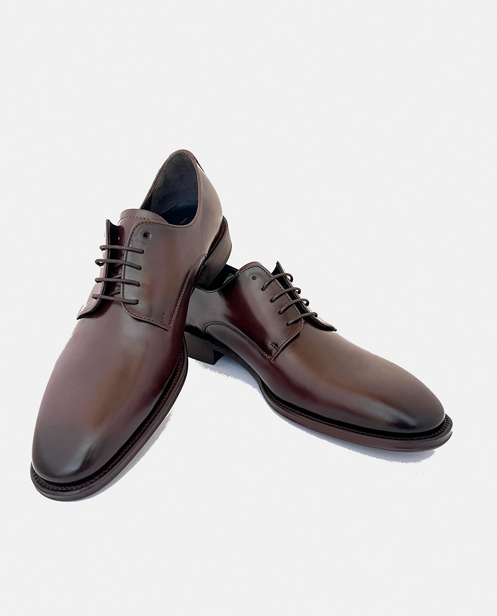 Sapatos de Atacadores em Pele Castanho-escuro-3