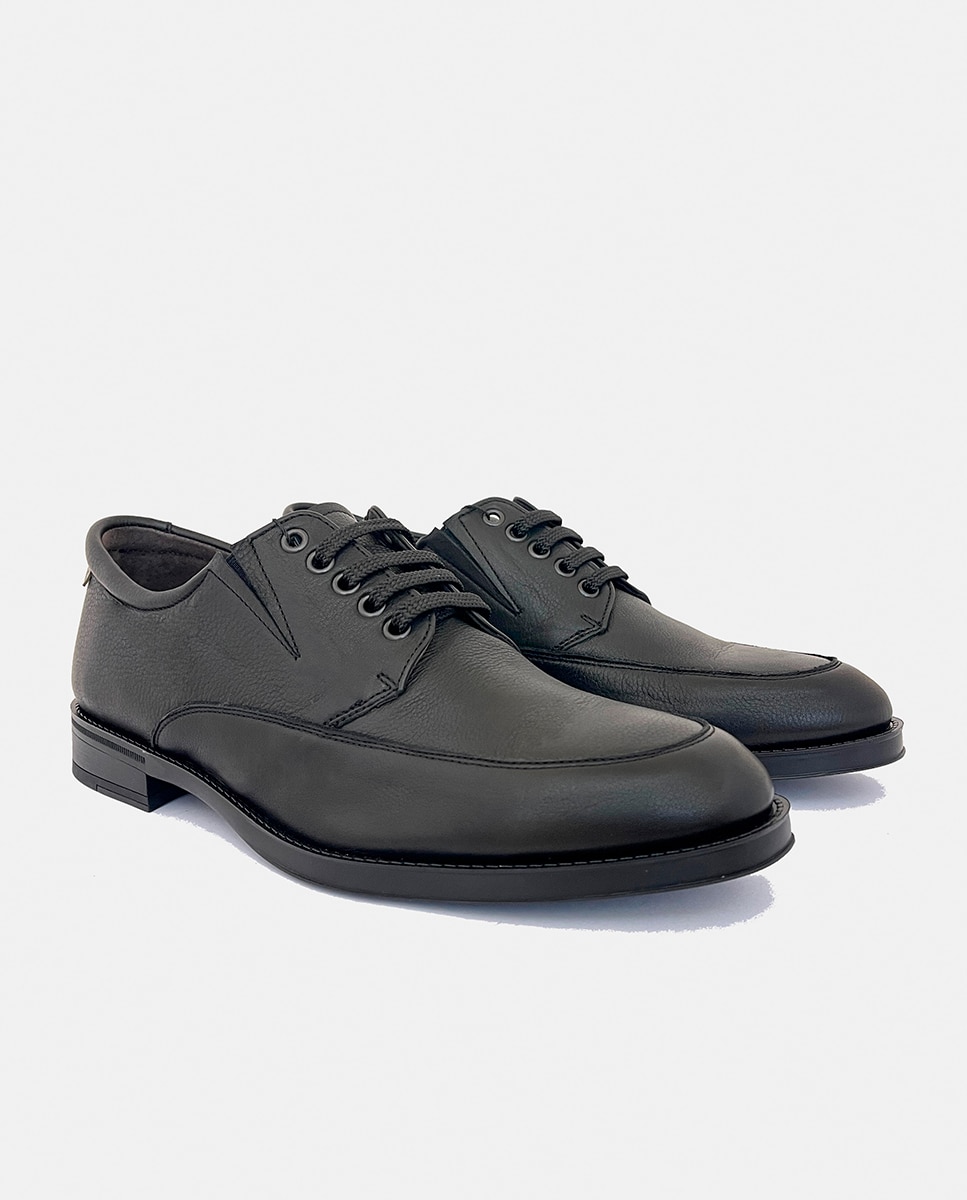 Sapatos de Atacadores em Pele Preto-2