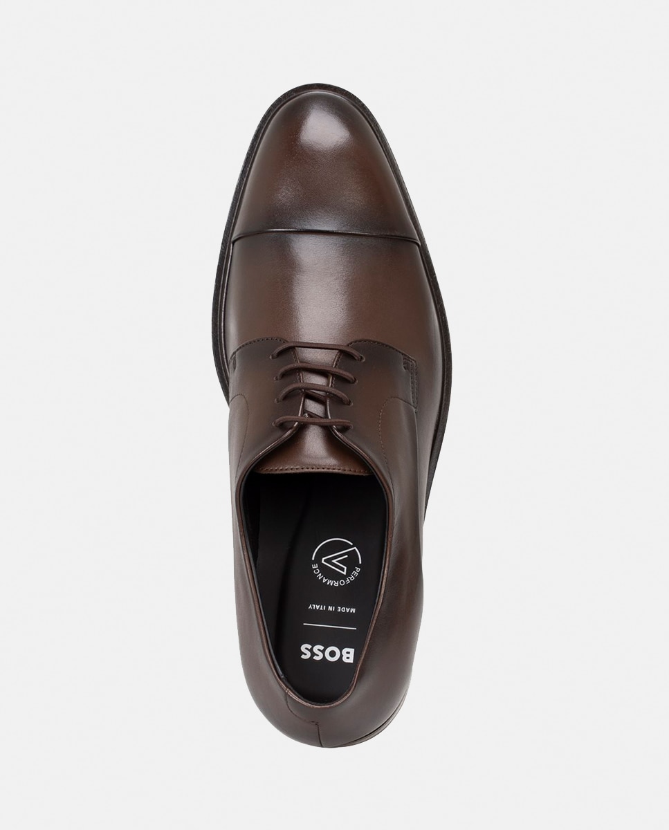 Zapatos de cordones de hombre en piel - Boss - Marrón oscuro Marrón oscuro-2