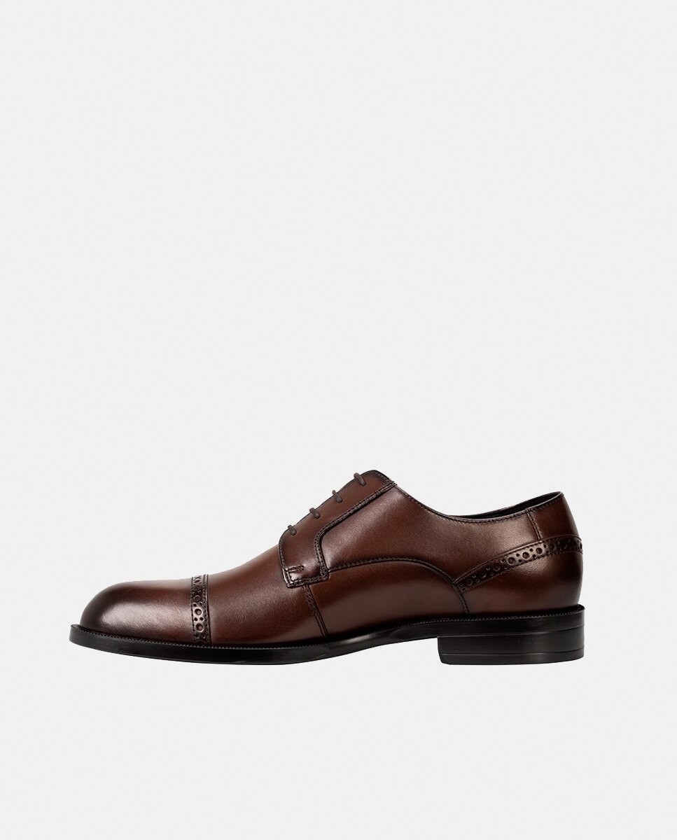 Sapatos Clássicos Tipo Bluchers com Sola de Borracha Castanho-chocolate-4