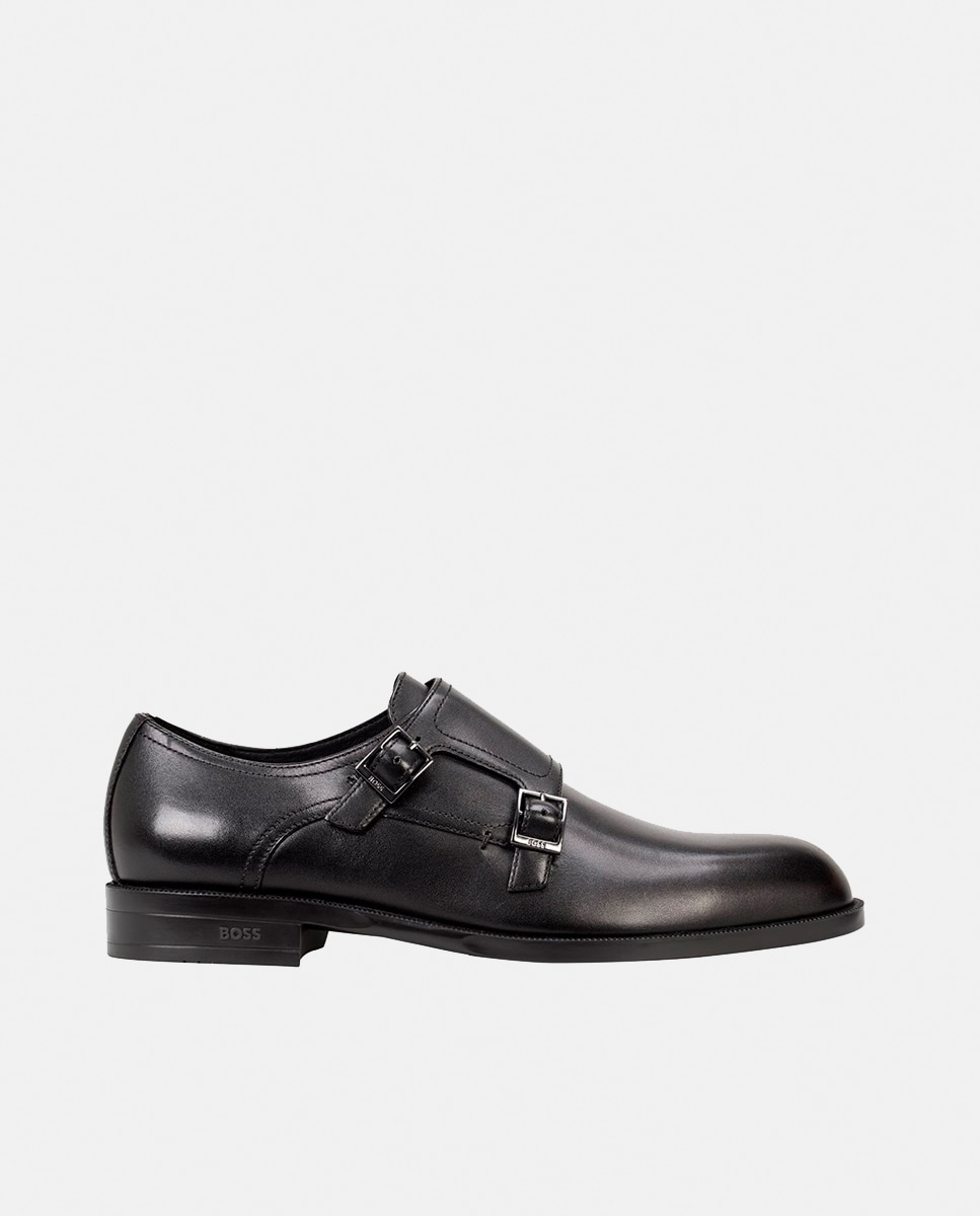 Sapatos Clássicos de Fivela Dupla Preto-1