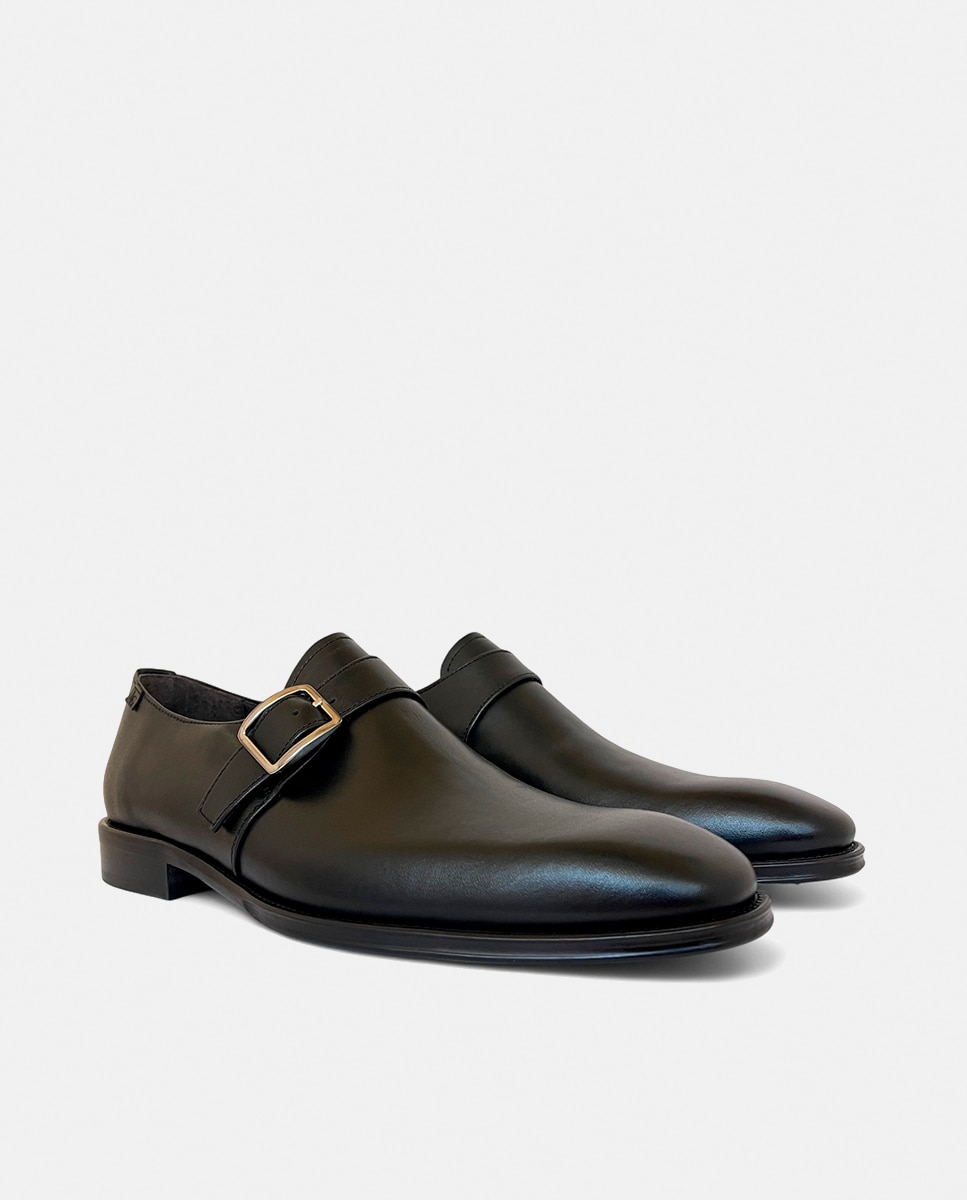 Sapatos em Pele com Fivela Preto-2