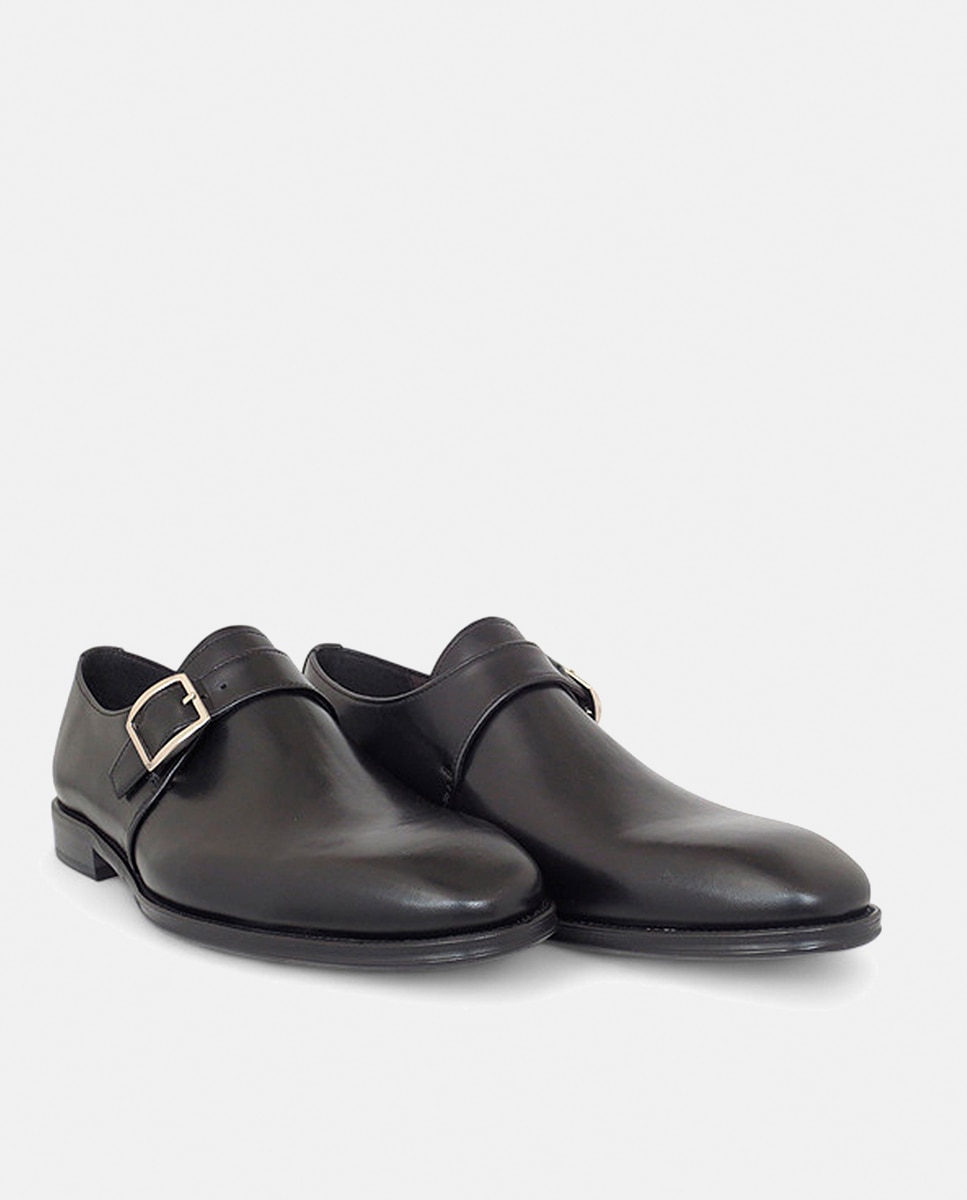 Sapatos em Pele com Fivela Preto-7