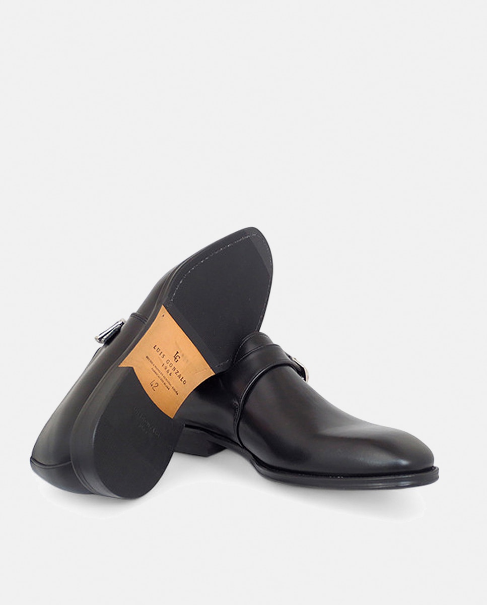 Sapatos em Pele com Fivela Preto-9
