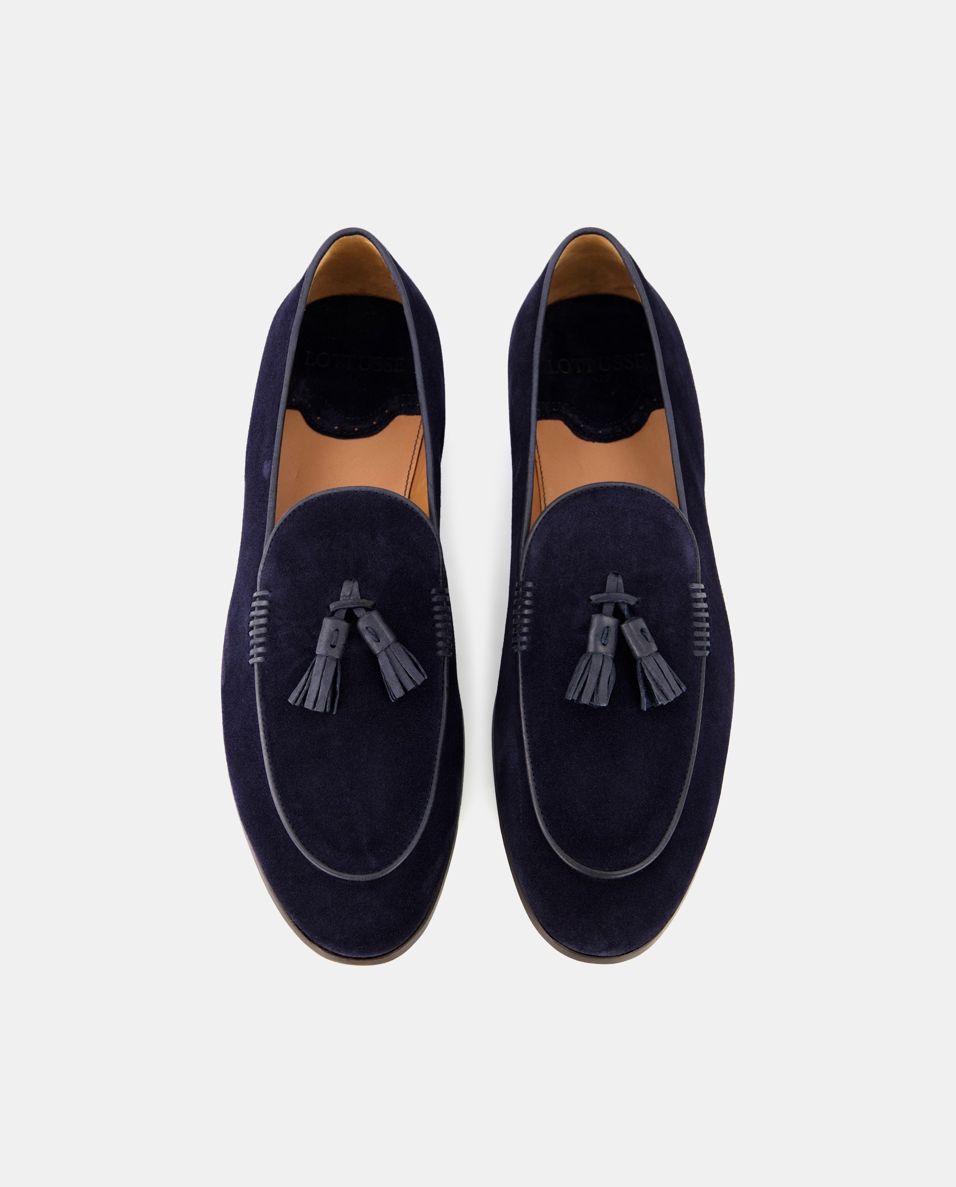 Mocassins com Bordão, Adorno de Borlas e em Camurça Azul-4