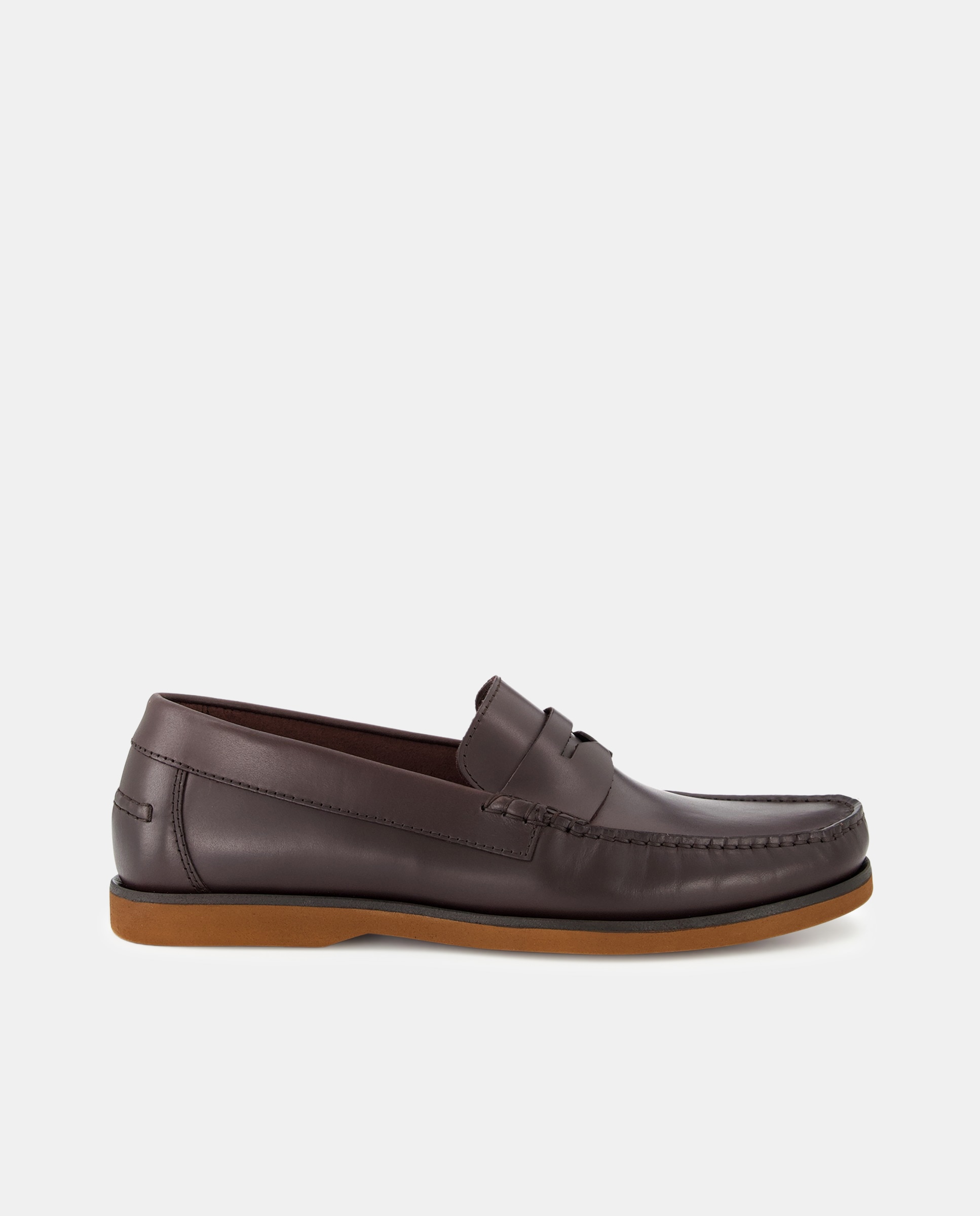 Mocassins com Bordão, Adorno de Travessão e em Pele Castanho-1
