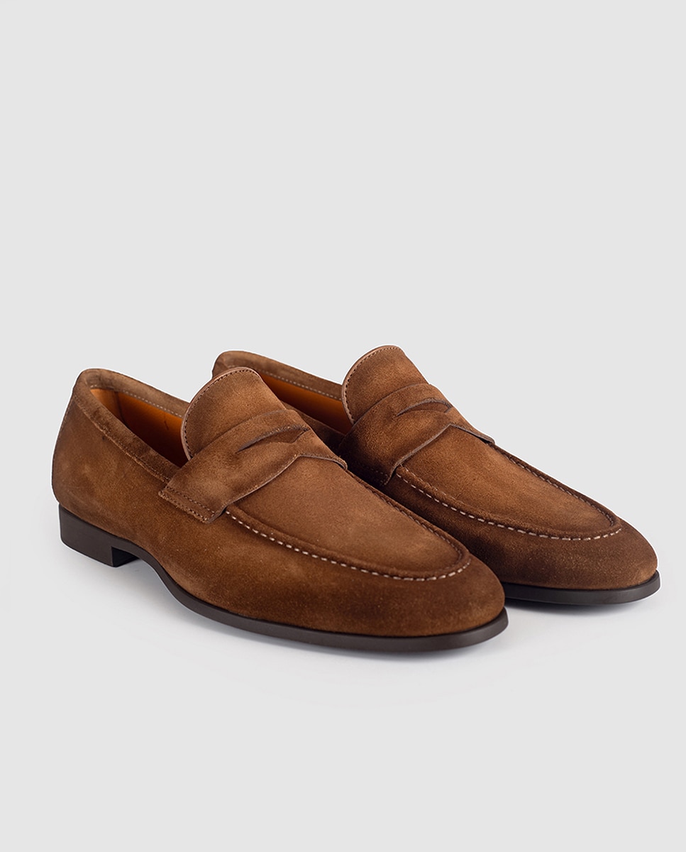 Mocassins de Camurça com Travessão Castanho-escuro-2