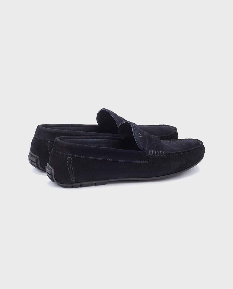 Mocassins de homem Martinelli em camurça azuis Azul-marinho-3