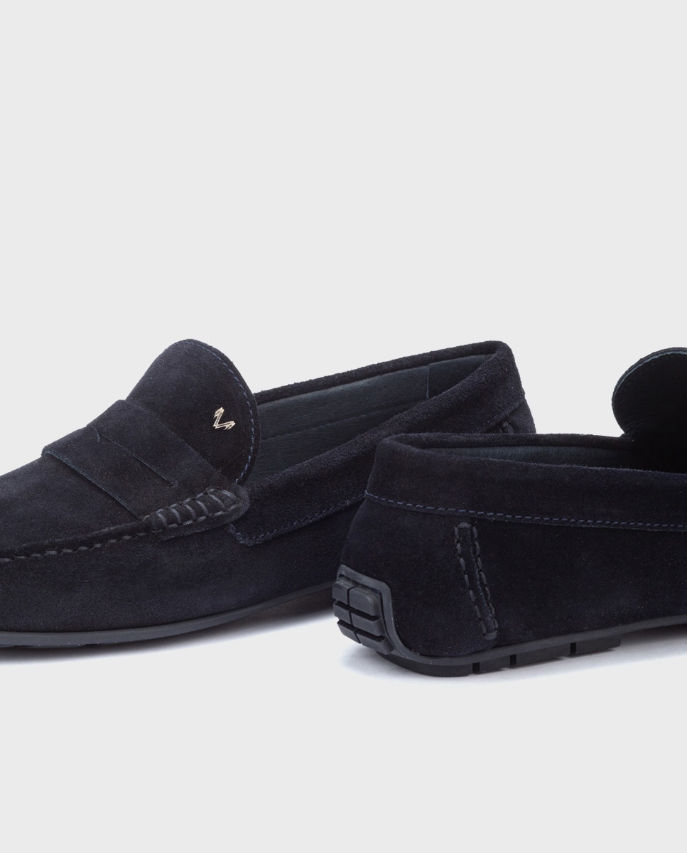 Mocassins de homem Martinelli em camurça azuis Azul-marinho-4