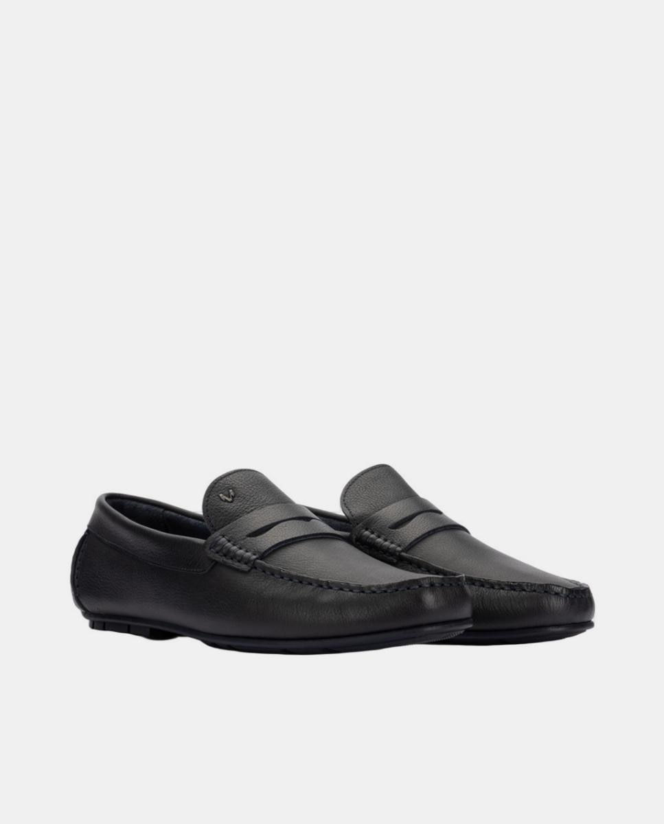 Mocassins em Pele - Preto Azul-marinho-2