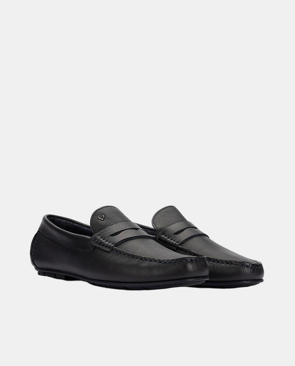 Mocassins em Pele - Preto Azul-marinho-3