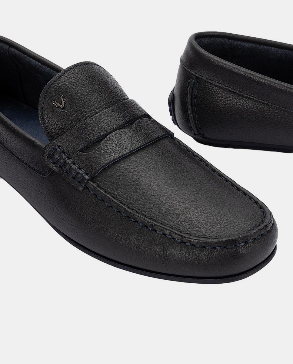Mocassins em Pele - Preto Azul-marinho-4