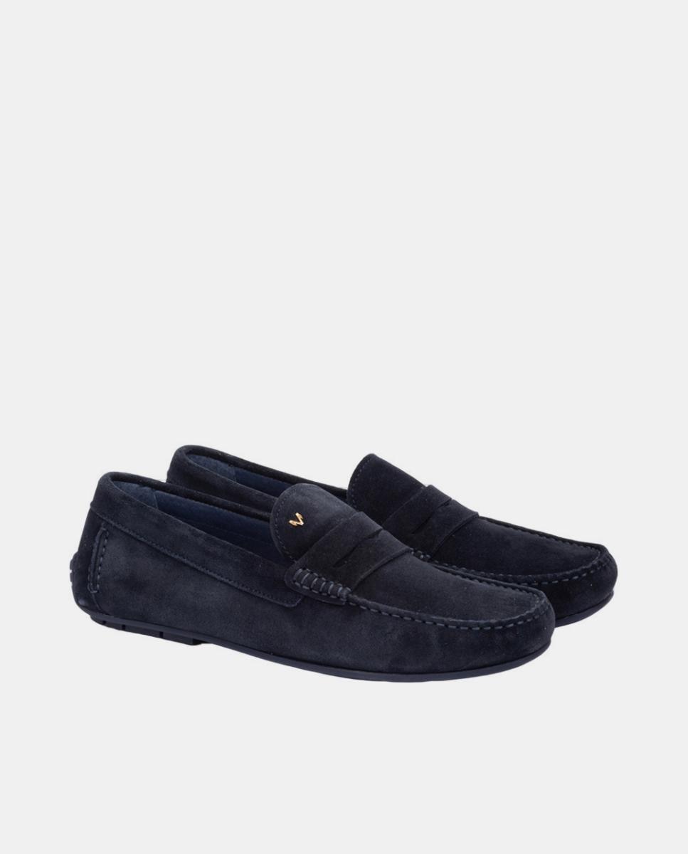 Mocassins de homem Martinelli em camurça azuis Azul-marinho-2