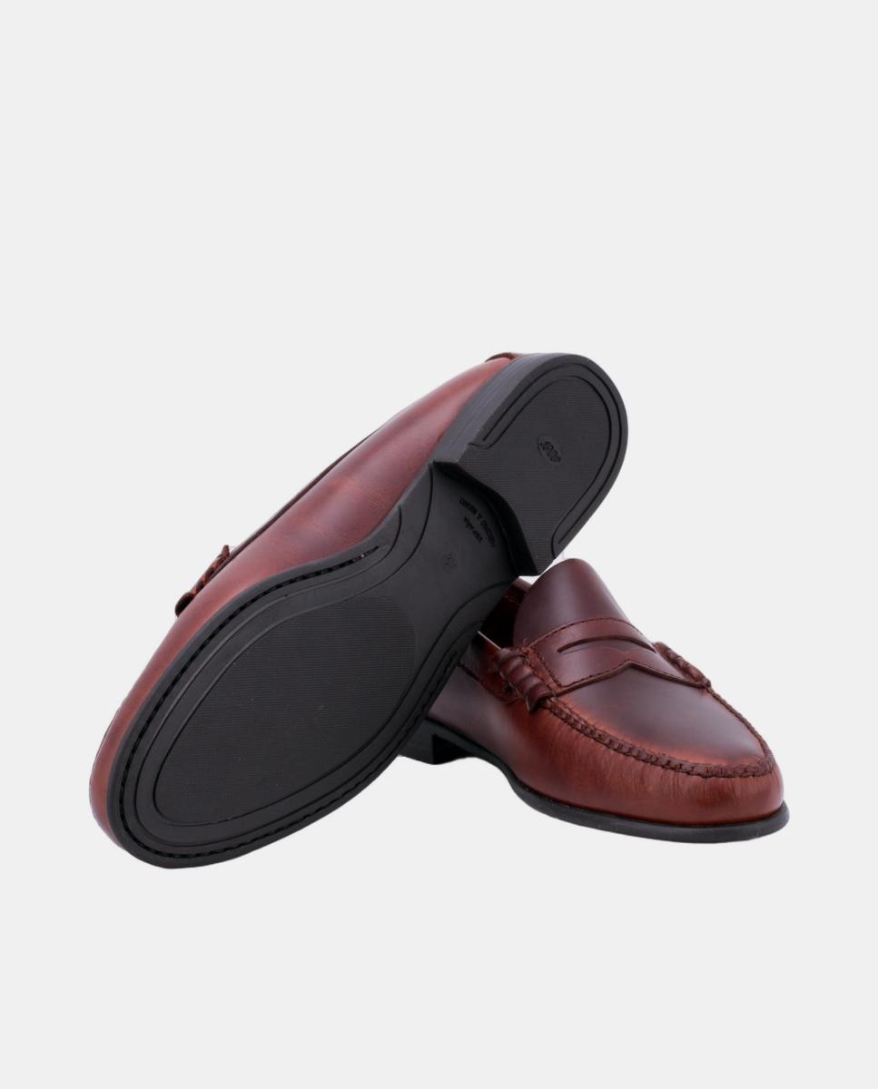 Mocassins com Travessão Ciclon e Sola de Borracha - Bordeaux Castanho-escuro-3