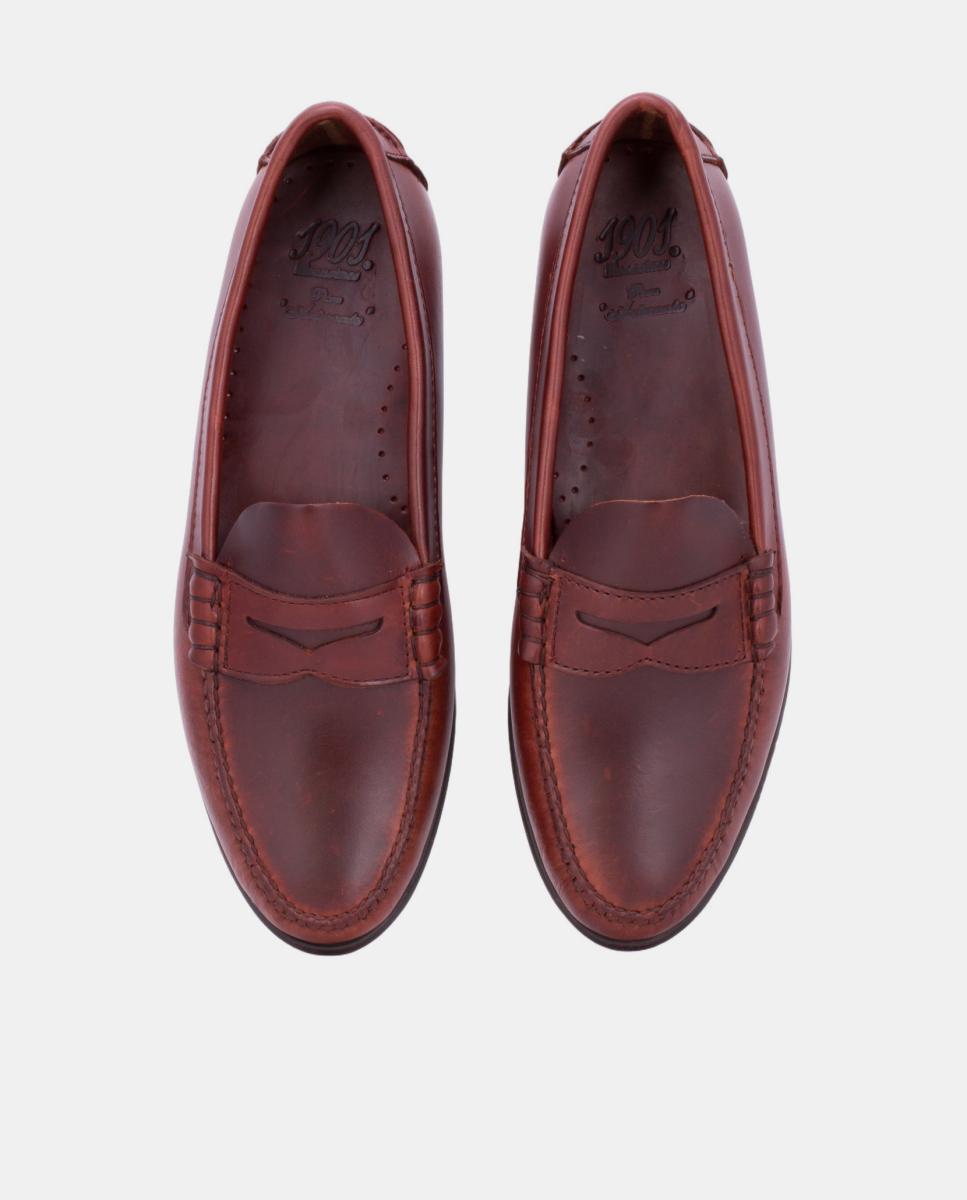 Mocassins com Travessão Ciclon e Sola de Borracha - Bordeaux Castanho-escuro-5