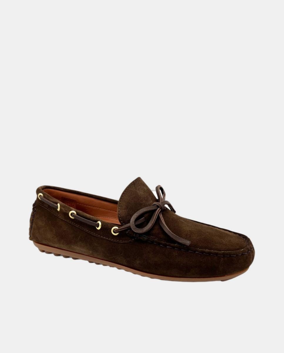 Mocassins com Laço e em Pele com Efeito Crocodilo Castanho-escuro-2