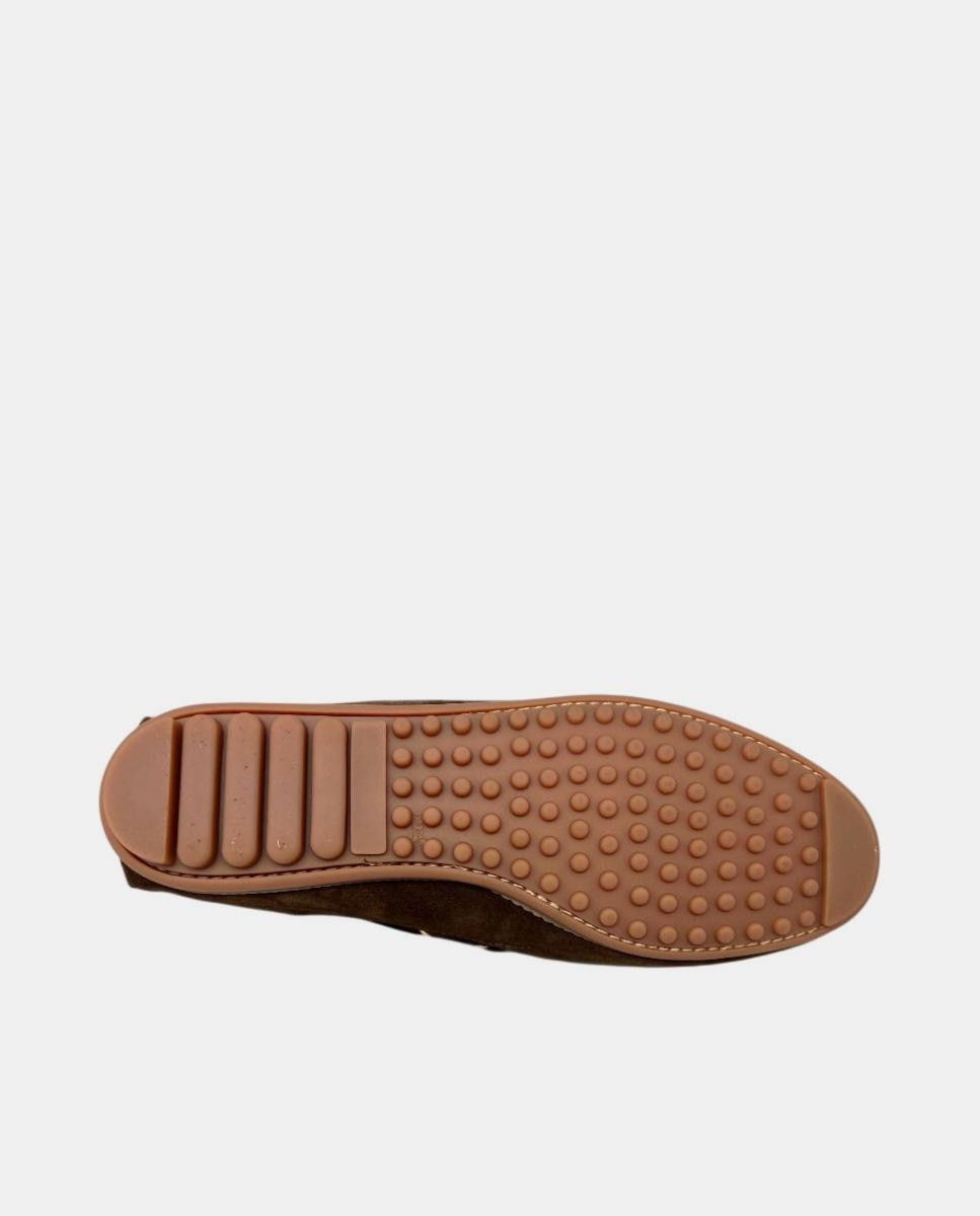 Mocassins com Laço e em Pele com Efeito Crocodilo Castanho-escuro-3